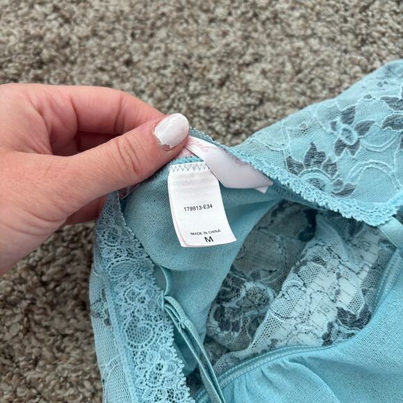 Victoria’s Secret 90s Y2K Lace Coquette Tank Top Cami Sz M Fairy Fairycore Blue - Picture 5 of 9